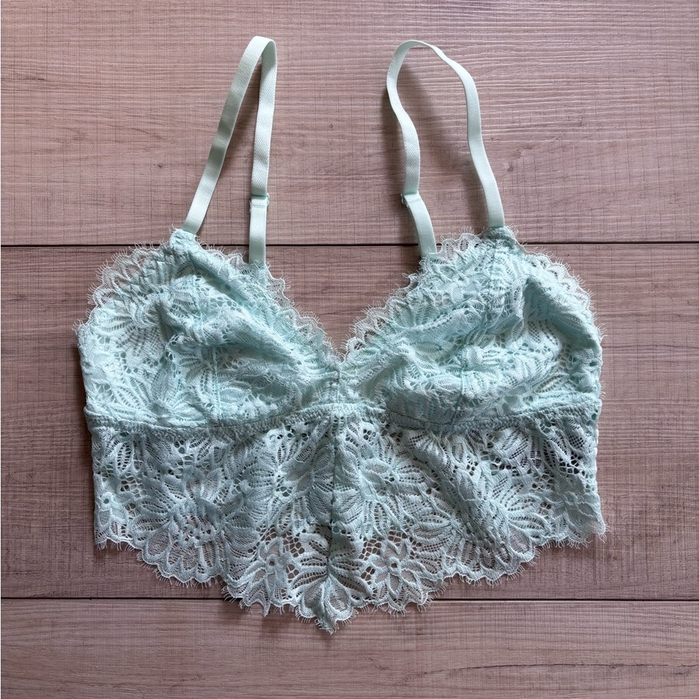 Aerie Lace Whimsical Bralette Soft Mint Festival Vibes / Size M